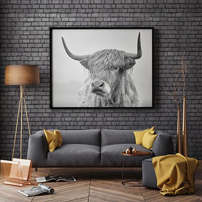 Черно-белый домашний Декор постер с изображением животных Нагорная корова Як
