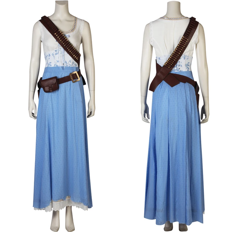 

Adult Women West World Cosplay Costume Dolores Abernathy Dress Masquerade Party Outfit Full Props With Bustle