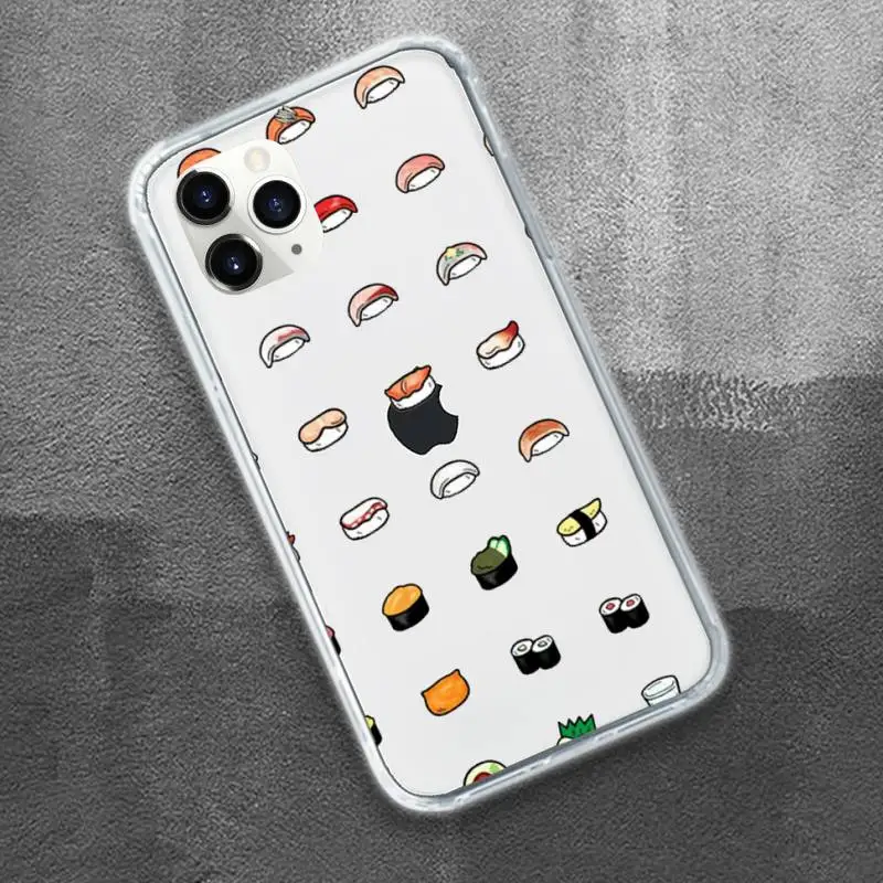 

Cartoon sushi cute Phone Case Transparent for iPhone 11 12 mini pro XS MAX 8 7 6 6S Plus X 5S SE 2020 XR