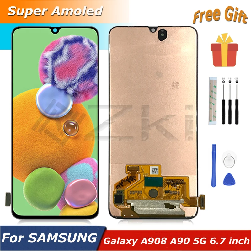 

6.7" A908 For SAMSUNG Galaxy A90 5G LCD Display Touch Screen Replacement A908N A908B A9080 Digitizer Assembly With Repair Tools