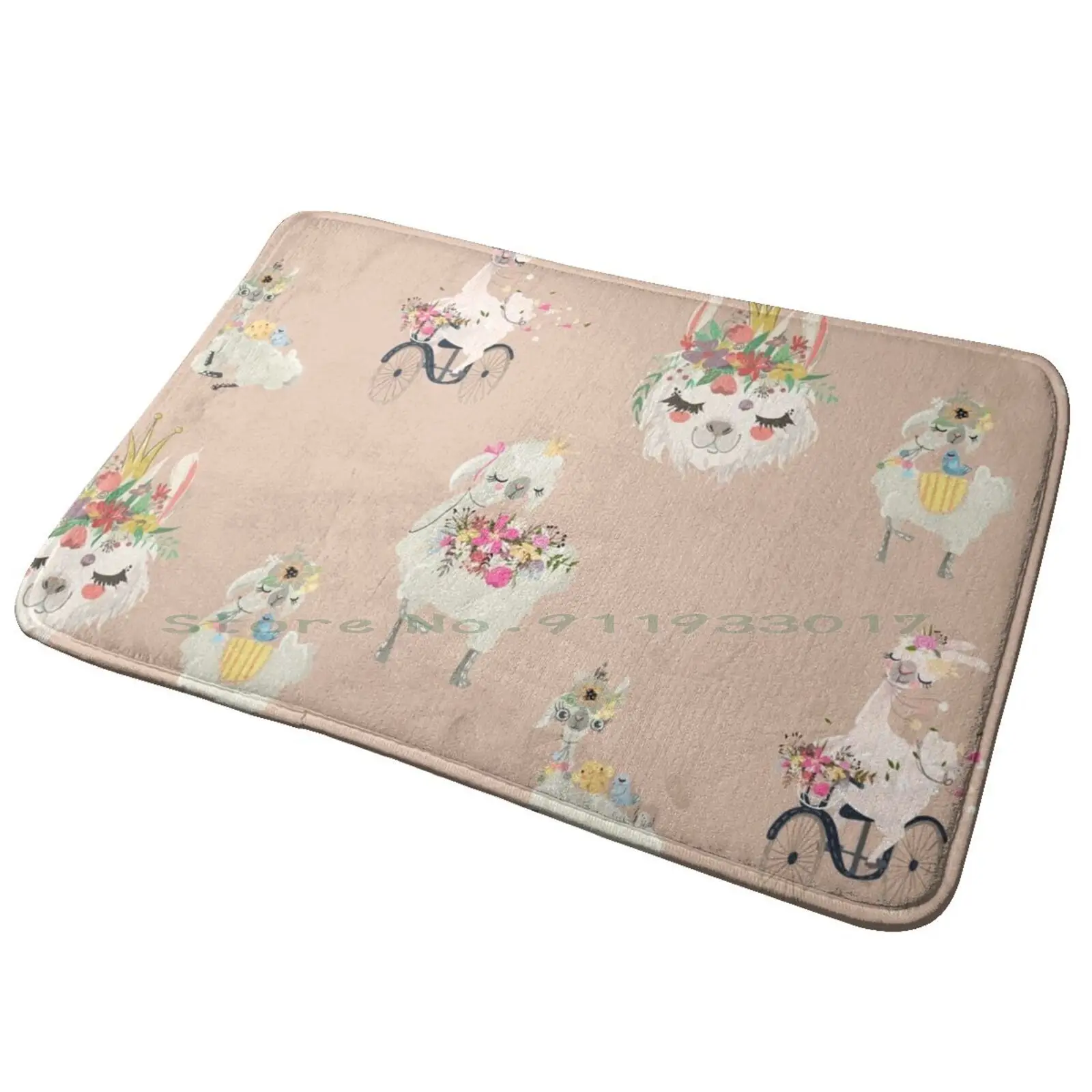 Cute Floral Lama Entrance Door Mat Bath Mat Rug Anchor Sea P