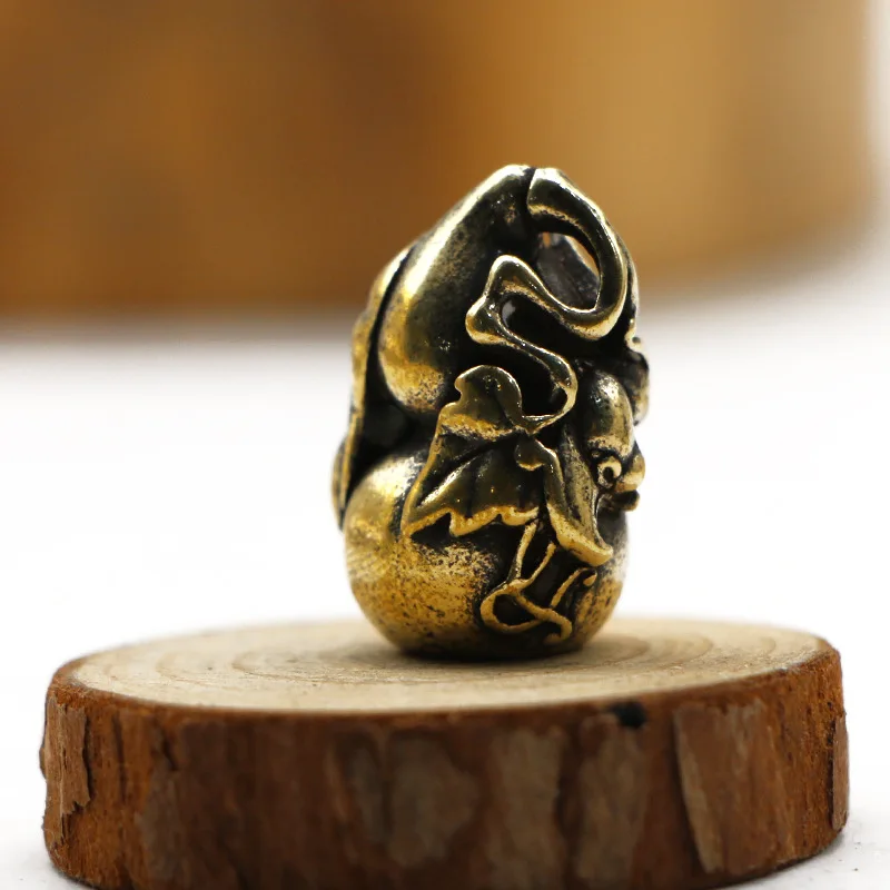 Античная твердая латунная тыква фигурки ретро медное животное чай домашнее