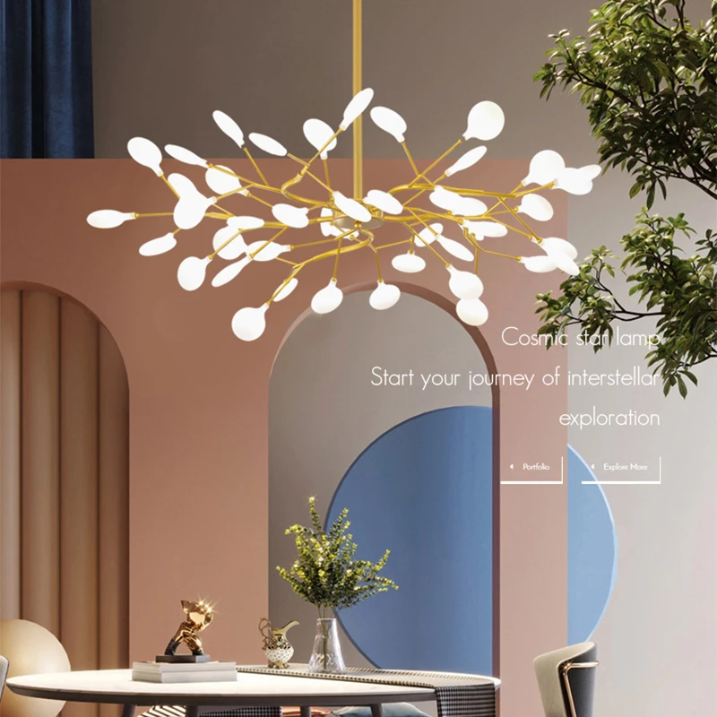 Candelabro luciérnaga, sala de estar minimalista moderna para lámpara roja, dormitorio, comedor, nuevas lámparas creativas de estilo nórdico ins