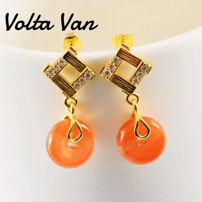 

Висячие серьги Volta Van, зеркальные серебряные серьги, платформа, агат, циркон, элегантные изящные ювелирные изделия, роскошные серьги нового дизайна 2022