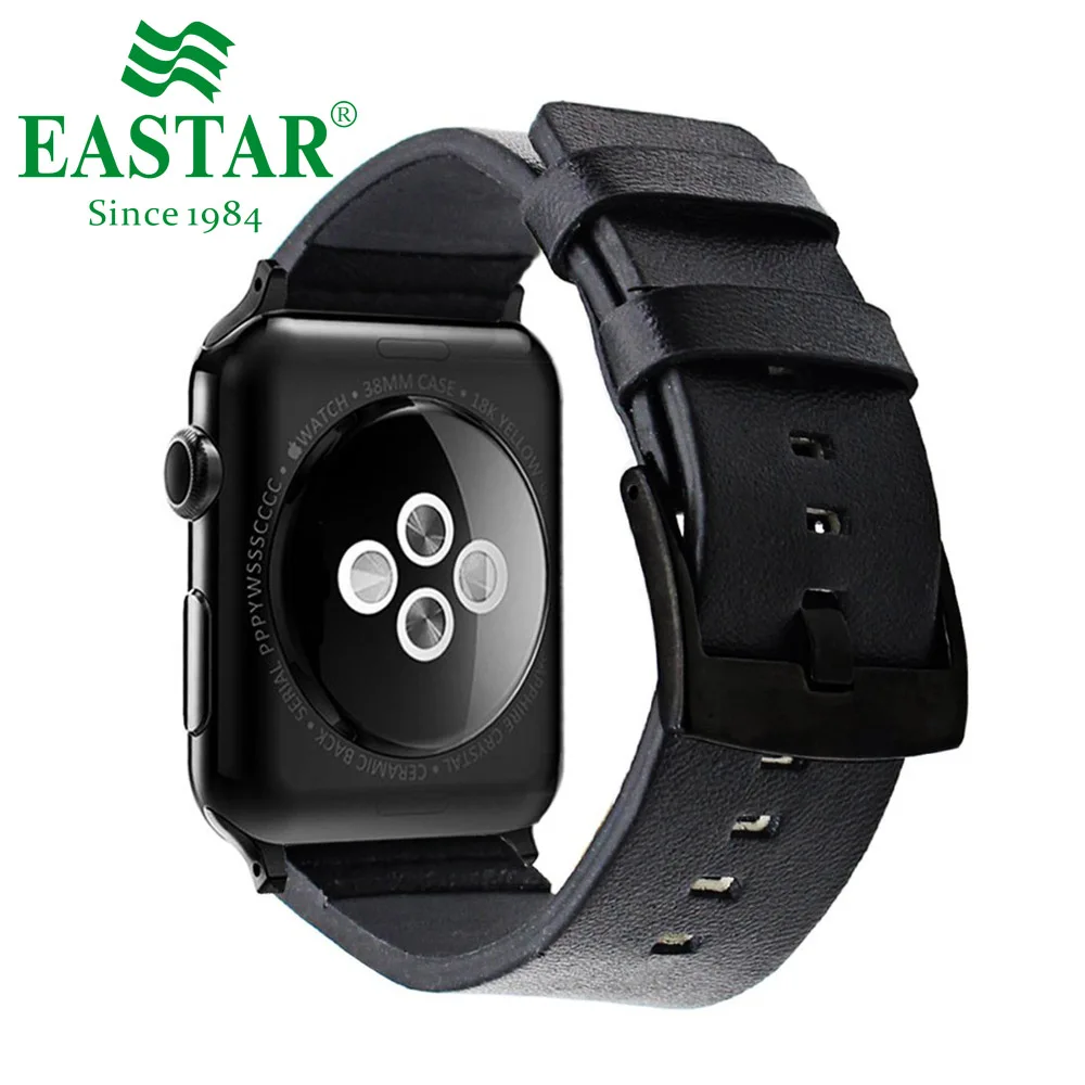 Eastar черный браслет из натуральной кожи для Apple Watch 5 ремешок 42 мм 38 мм iWatch аксессуары для часов Apple ремешок для часов - Цвет ремешка: Black