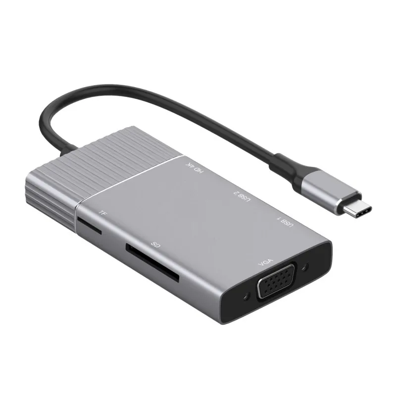 Type-C To HDMI + VGA 2 Port Usb3.0 SD / TF Card PD Multiport Adapter Converter Charge For Laptop/Phone |