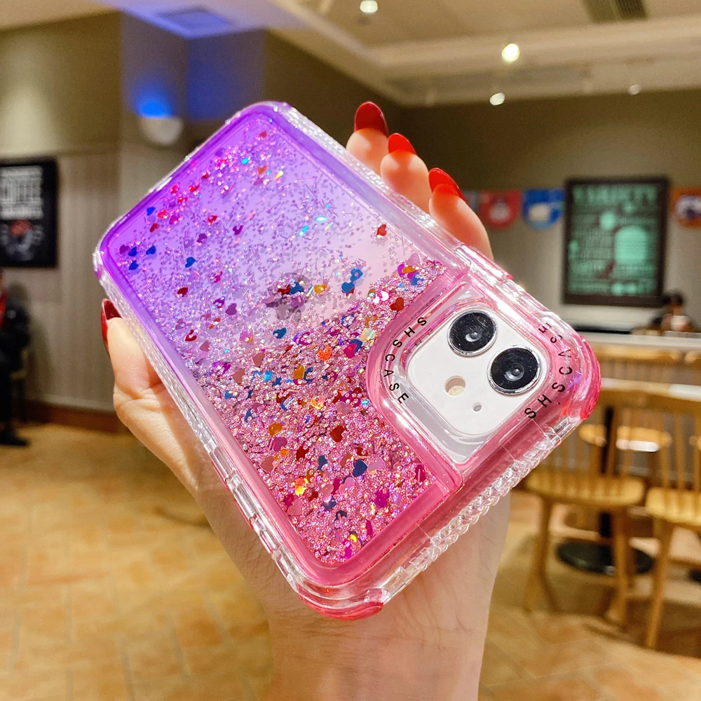 

Shockproof Glitter Liquid Quicksand Phone Case for iPhone 11 12 Pro iPhone11 7 8 Plus SE 2020 XR XS Max X Protective Clear Cover