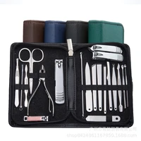 stainless steel nail clippers cutter trimmer ear pick grooming zestaw do paznokci manicure set pedicure nail tools set with case