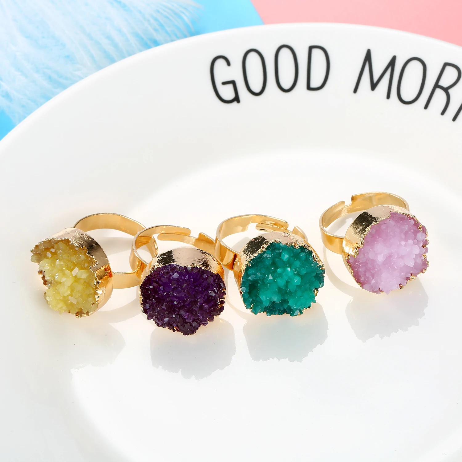 Dayoff Европейское кольцо из смолы с имитацией друзы для женщин ювелирные изделия