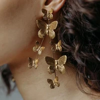 ins meatl gold big butterfly drop earrings ear jewelry for female luxury alloy butterfly pendant dangle earring accessories