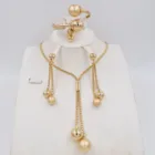 Африканская Свадебная бижутерия Бусы ожерелье серьги кольцо браслет Золотое очарование женские свадебные ювелирные наборы Аксессуары
