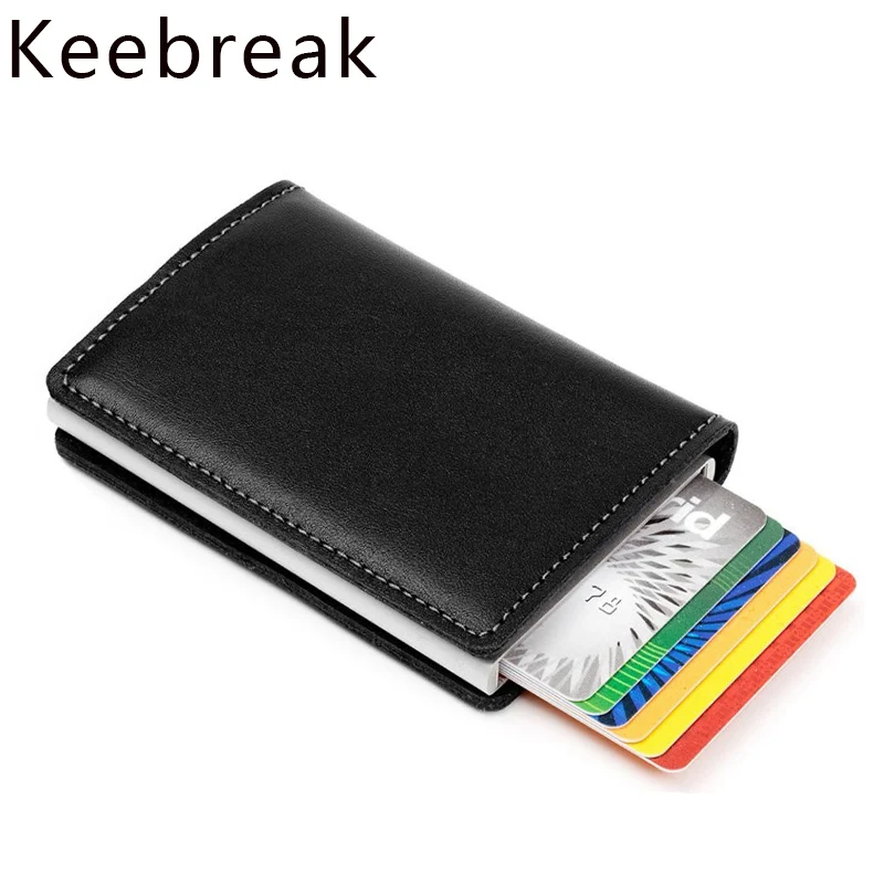 Rfid блокировка 100% натуральная кожа держатель для карт мужские кошельки