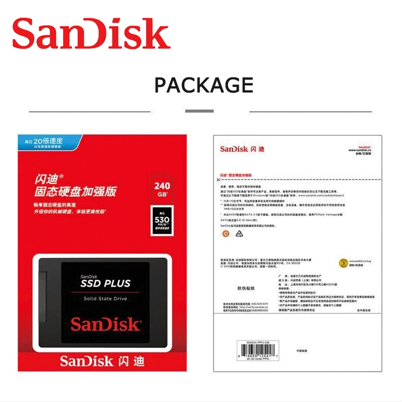 Внутренний твердотельный жесткий диск SanDisk SSD PLUS 480 ГБ 240 120 SATA III 2 5 &quotжесткий для