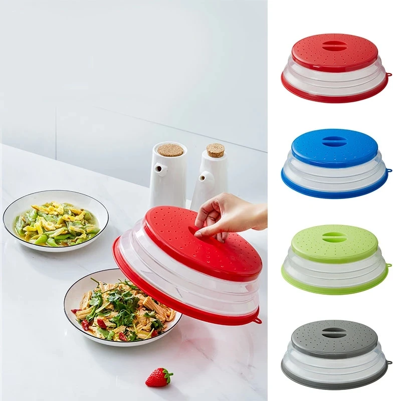 

Food Storage Cover Kitchen Organizer Microwavable Fresh-Keeping Plate Lid Plastic Fruit Vegetable Drain BasketFoldable