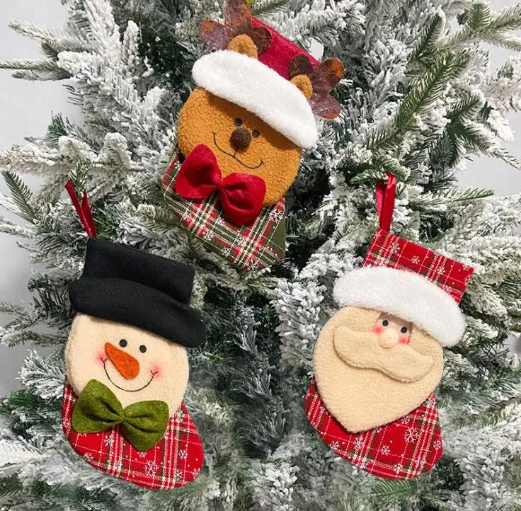 

Delicate Cute Children Christmas Stocking Snowman Santa Claus Elk Bear Socks Candy Gift Bag Holder Fireplace Xmas Tree Decor SN