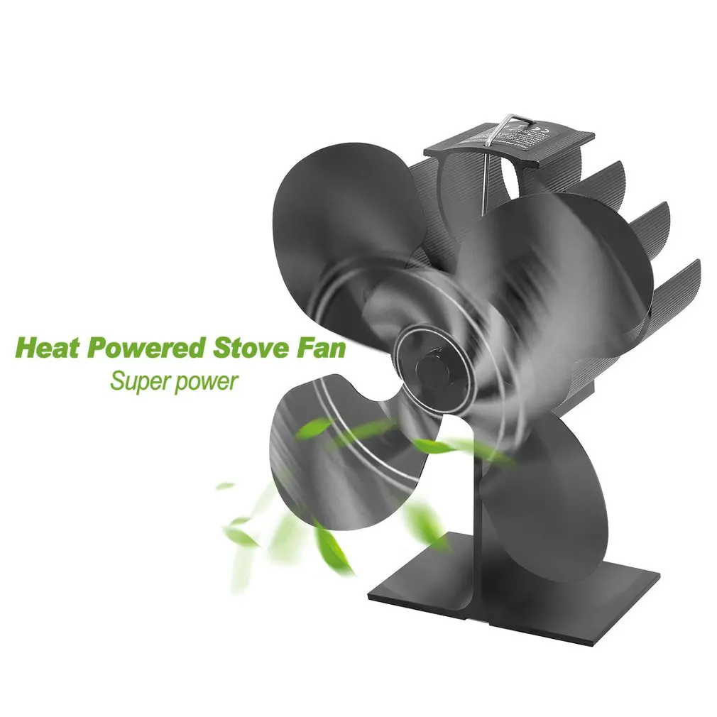 

Black Fireplace 4 Blades Heat Powered Stove Fan Log Wood Burner Ecofan Quiet Home Fireplace Fan Efficient Heat Distribution