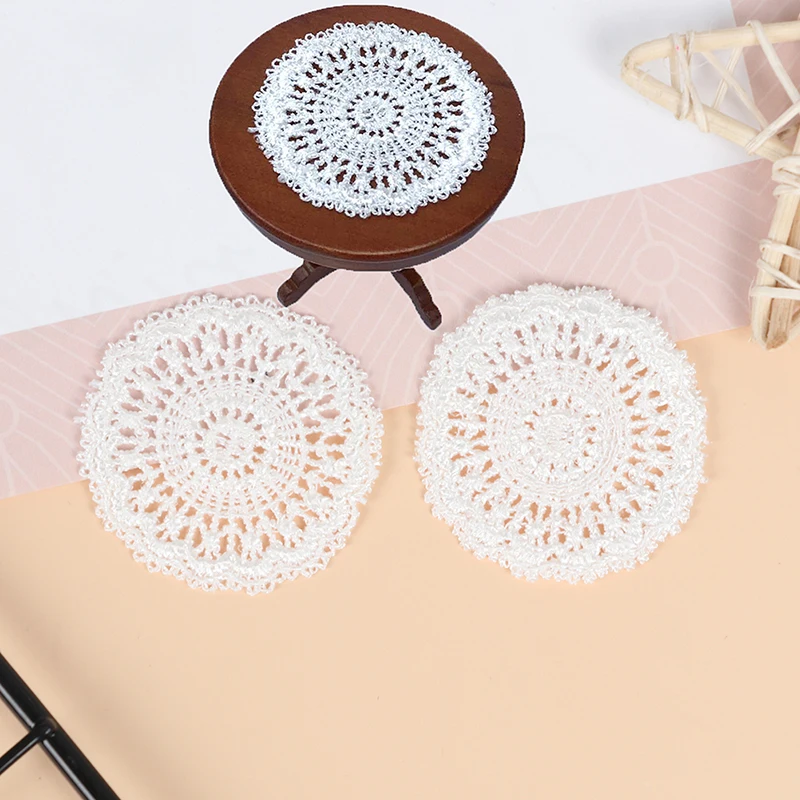 

Miniatures Furniture Decoration White Knitting Table Placemat For Dollhouse Life Scene Model Toy