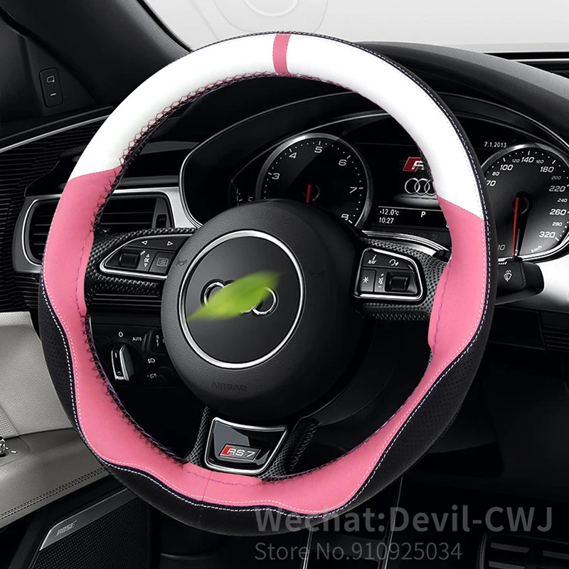 

Чехол на руль для девочек, Чехол для автомобильного захвата 38 см, спортивный, прошитый вручную, милый, всесезонный, универсальные автомобиль...