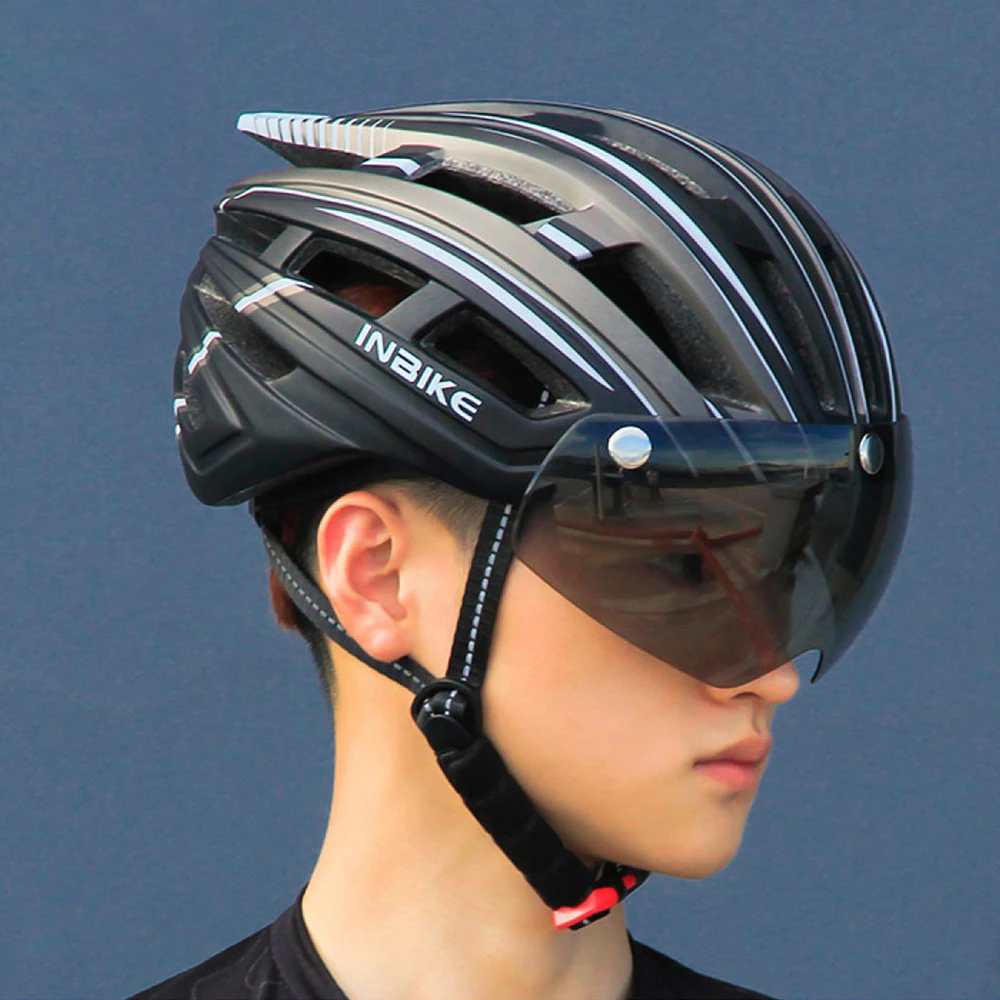 

INBIKE Cycling Helmet Mountain Road Vehicle Integrally Molded Magnetic Goggles Helmet for Men Women Outdoor Accessories