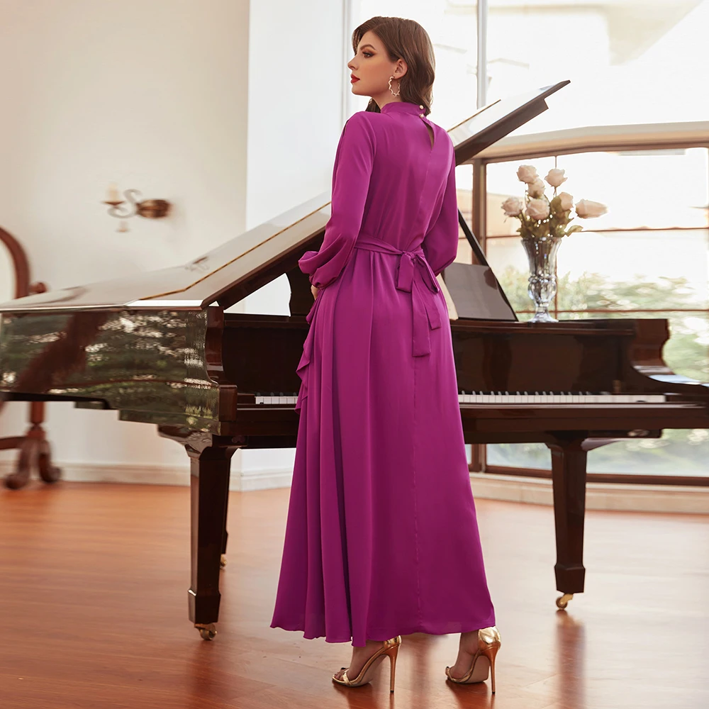 Abaya Dubai Turkey Muslim Satin Dress Long Sleeve Islam Evening Dresses For Women Kaftan Robe Longue Musulman Djellaba Femme