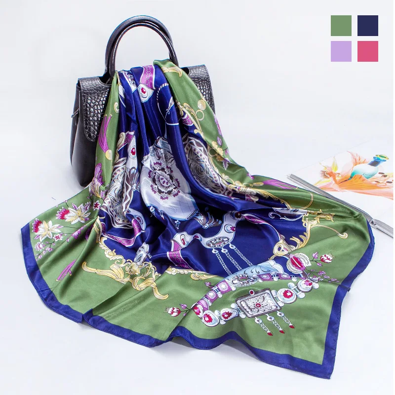 

Шарф женский Шелковый, квадратный, 90 см, в европейском и американском стиле