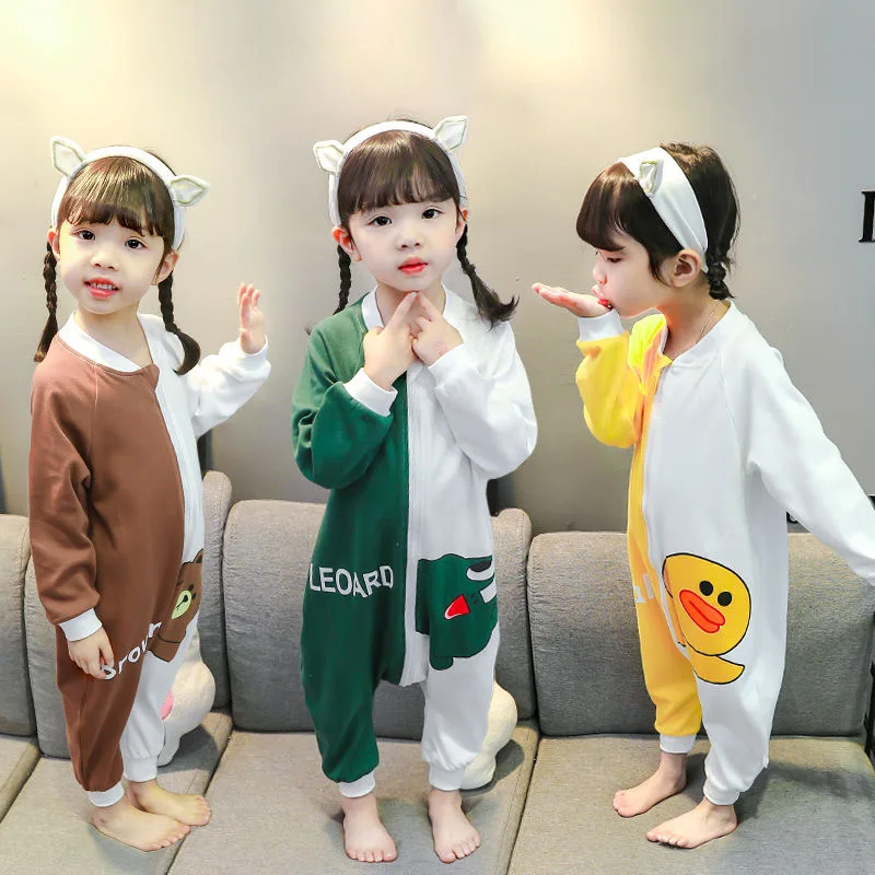 

Baby Sleeping Clothes Onesies Blanket Sleeper Spring Autumn 1-5Y Infant Pure Cotton Pajama Animal Frog Nightgown