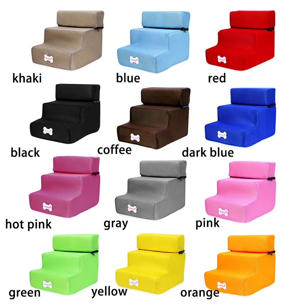Pet Bed Stairs 3 Ladder Dog House Puppy Cat Steps Mesh Foldable Detachable Ramp Supplies | Дом и сад