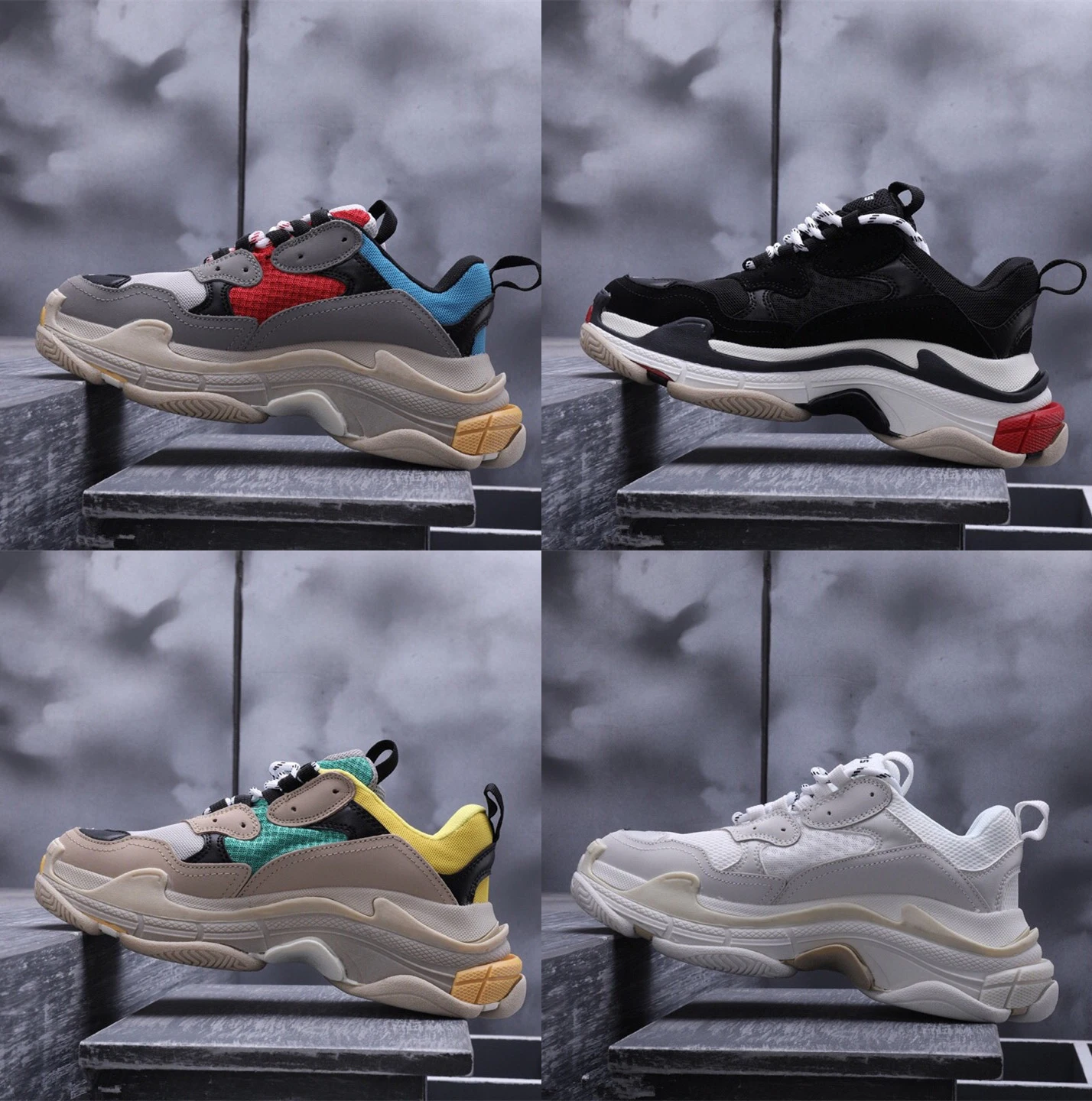 Тройные кроссовки женская обувь на платформе Тренеры Бегуны Мужская дышащая