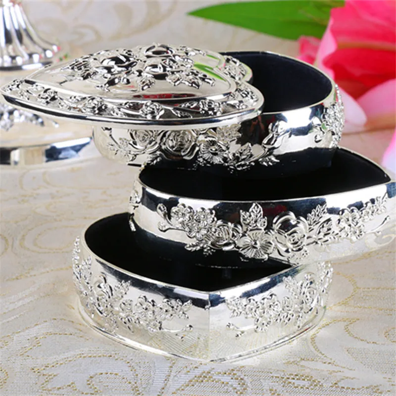 Creative European Style Retro Multi-Layer Rotating Jewelry Box High-End Exquisite Desktop Storage Heart-Shaped Jewelry Box