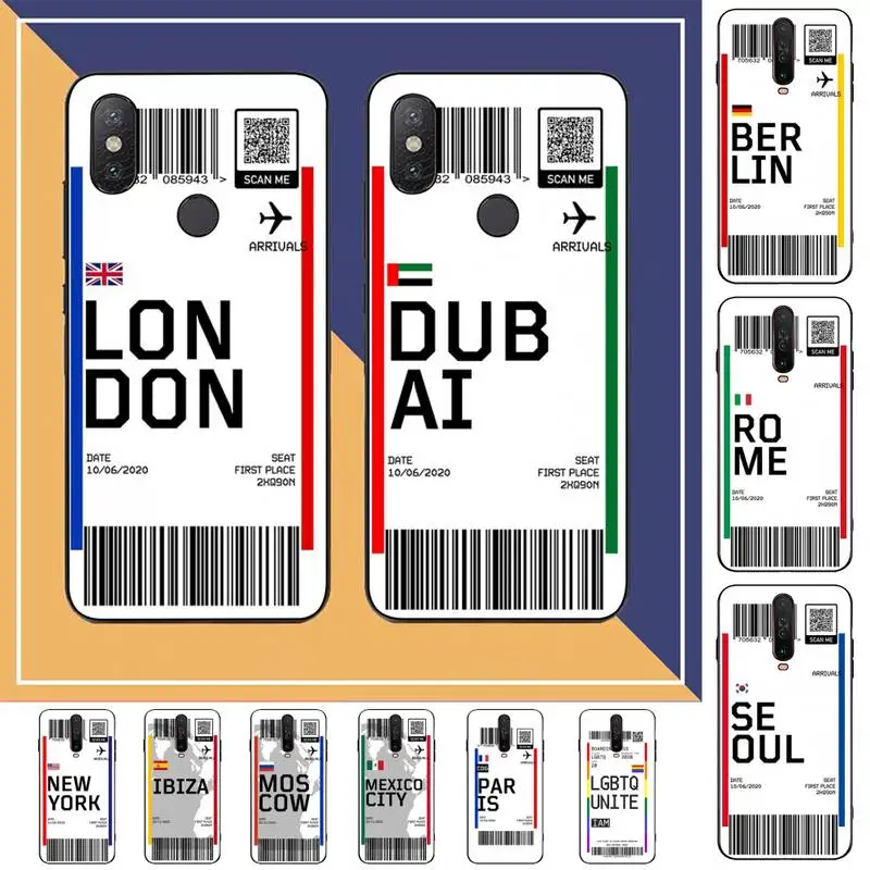 

INS Light Ticket Airplane Phone Case for Redmi Note 8 7 9 4 6 pro max T X 5A 3 10 lite pro