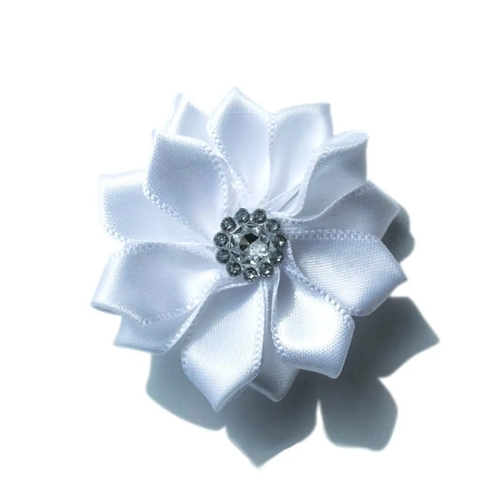 2 шт. 5 см ручная работа атласная лента цветы со стразами ткань для аппликации вечеринки ремесло свадебная