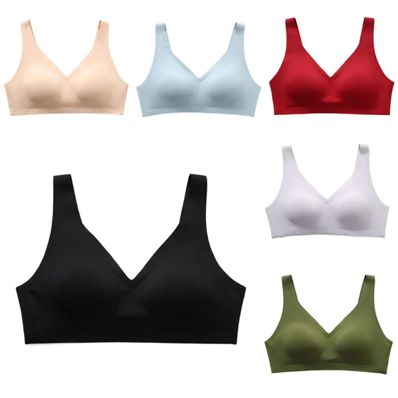 

Women Sports Full Cup Bras Minimizer Brassiere Sport Wire Free Solid Color Gym Fitness Top Push Up Bralette Yoga Tube Tops