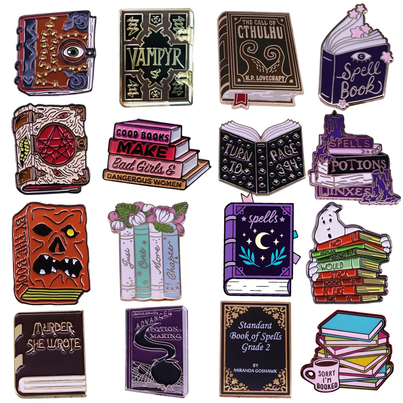 

Classic Magic Books Cartoons Cosplay Enamel Brooch Pins Badge Lapel Pin Brooches Collar Jeans Jacket Fashion Jewelry Accessories
