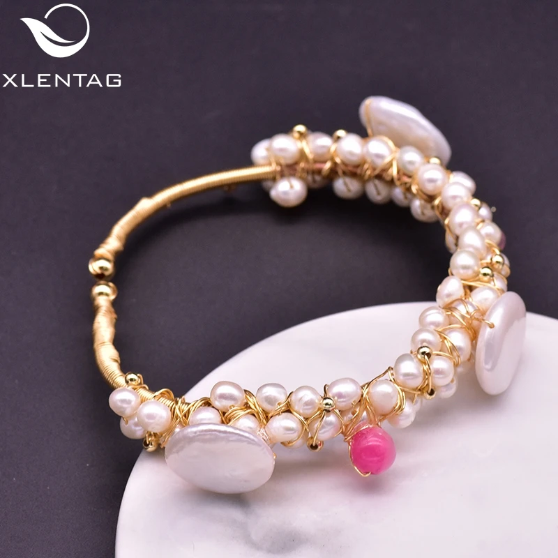 Женский перламутровый браслет XlentAg оригинальный ручной работы из натуральной