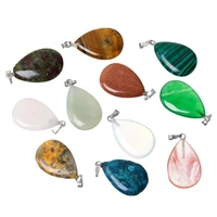 8seasons at random created gem scolor charm pendants teardrop with pinch clasp 3 2cmx1 6cm 5pcs