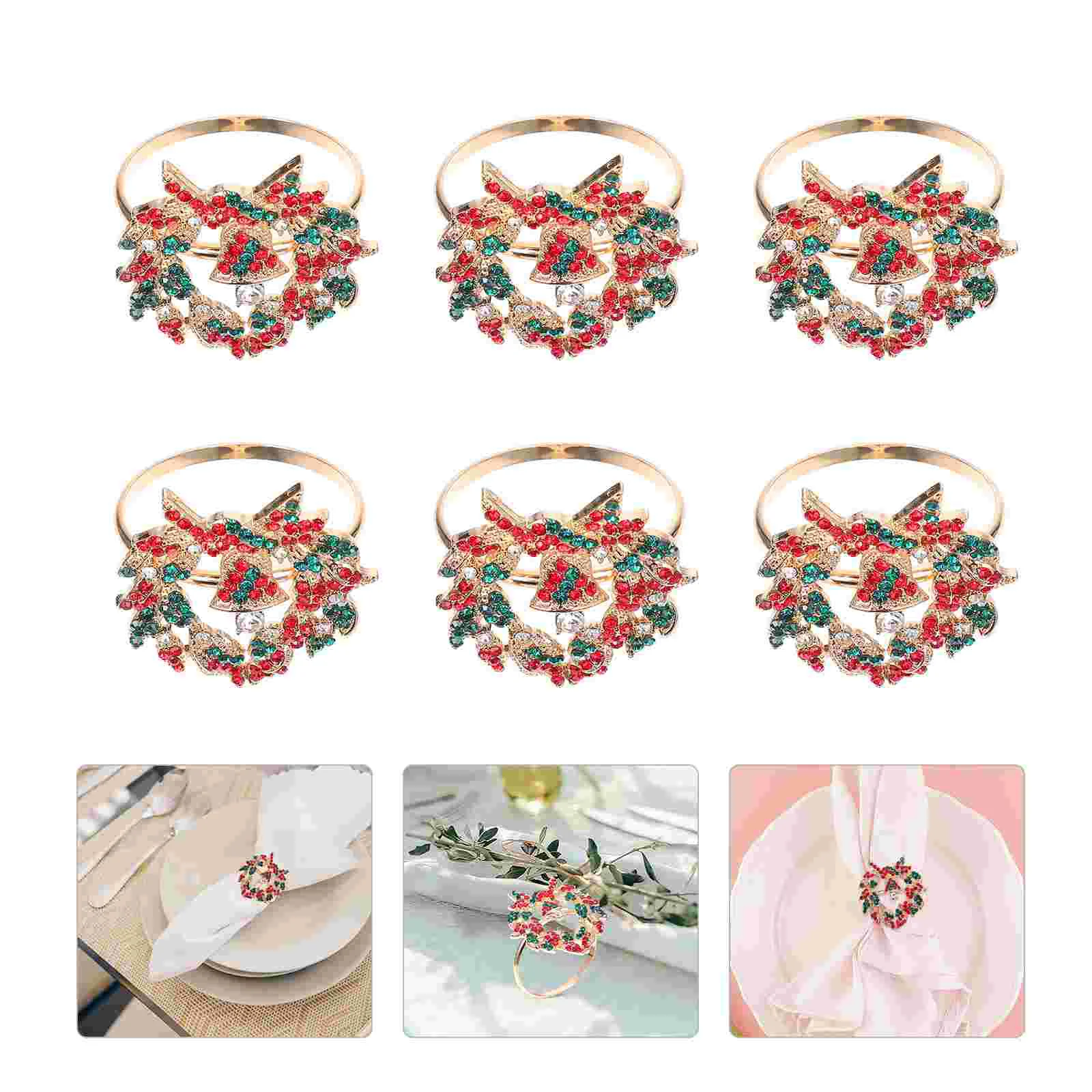 

6Pcs Christmas Tissue Buckle Adorable Napkin Ring Napkin Holder Desktop Accessories