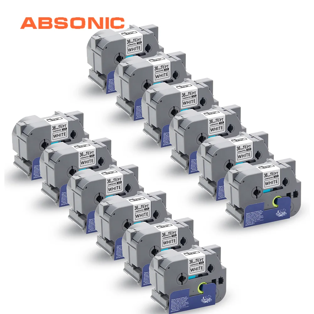Absonic 12 шт. лента для этикеток TZe-261 TZ-261 черный на белом 36 мм картриджа принтера Brother