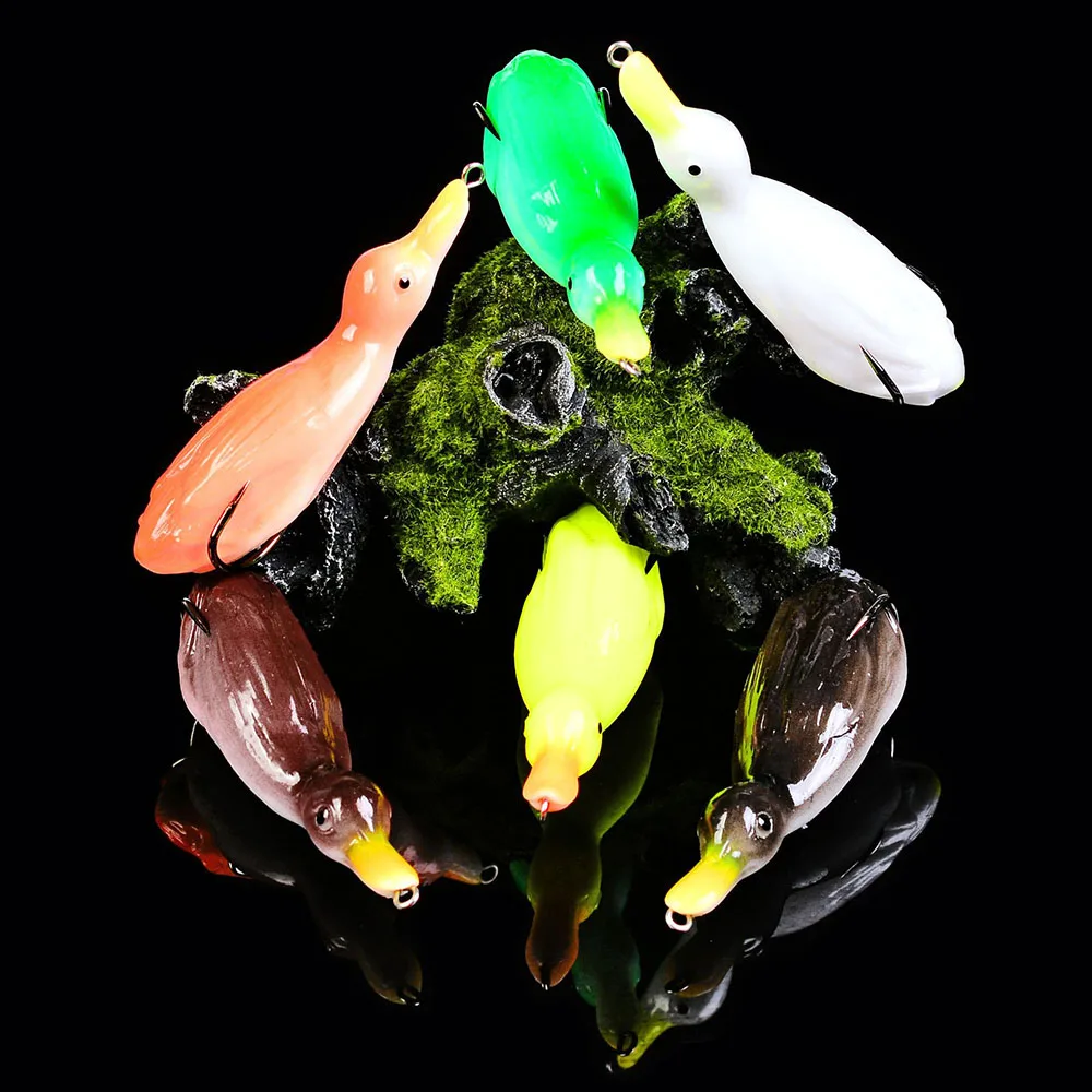 

PRO BEROS 10.5c/21g Fake Little Duck Soft Bait Fishing Lure Silicone Bait Dog Fish, Weever, Snake Fish Eat Bait Floating Lure