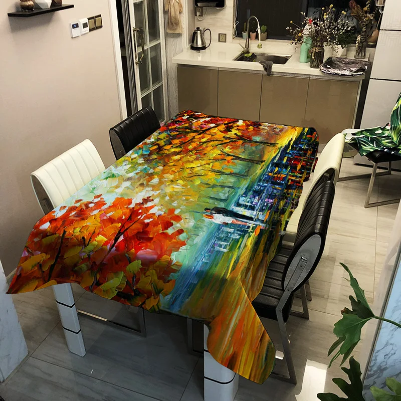

Autumn Watercolor Painting Tablecloth Waterproof Table Cloth Toalha De Mesa Nappe Decoracao Para Casa Manteles Table Cover