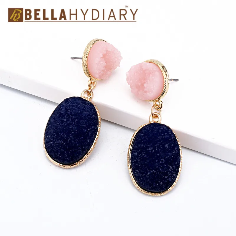 Bijoux необычные серьги из смолы Druzy, большие геометрические Висячие серьги для женщин, ювелирное изделие, массивные серьги Mujer Moda Ohrringe