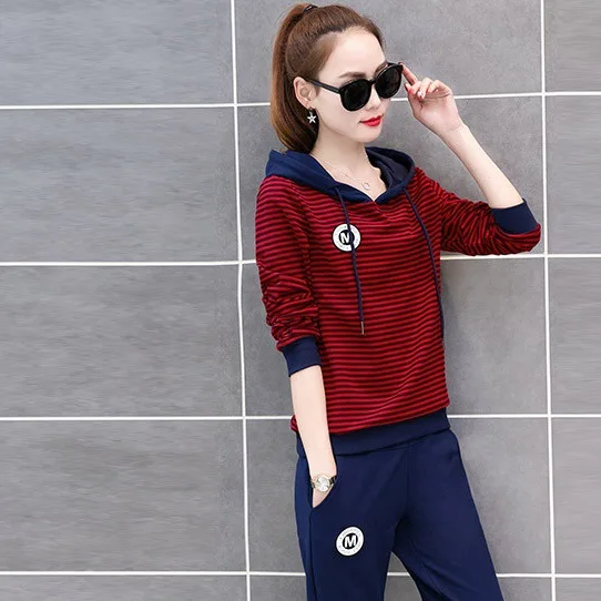 

Spring Women Sportswear Tracksuit Printed Hoodies Sweatshirt+pant Running Jogger Casual Fitness Exercise Set Sport suit