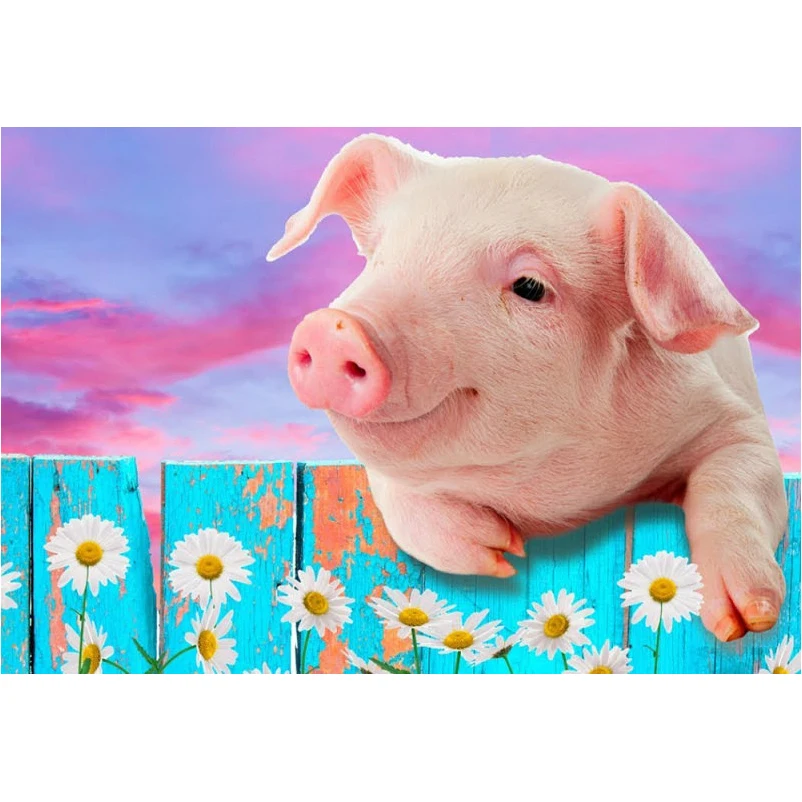 

5D Diy Diamond Embroidery Pig and flower Square Rhinestone Pattern Sets Diamond Painting Cross Stitch Wall Decor Needlwork