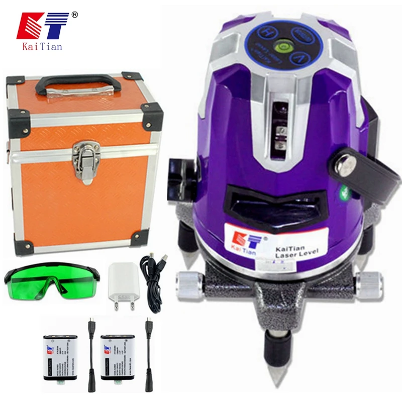 KaiTian лазерный уровень зеленый и красный 2 линии 3 точки самонивелирующийся
