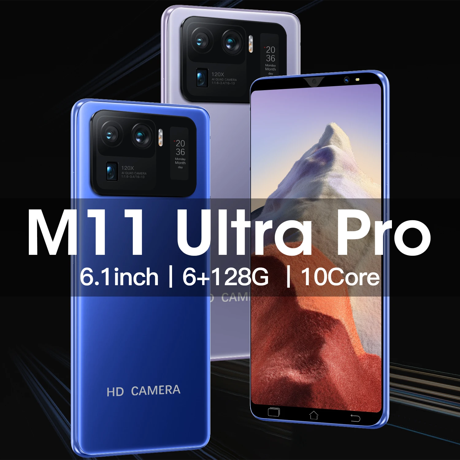 

Global Version 6.1inch M11 Ultra Pro Android 10 Smartphone 4800mAh MT6889 Mobilephone Face ID Dual SIM 6+128GB 5G Network Phone