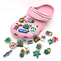 1pc green leaf smoking style pvc shoe charms buckles decoration diy jibz croc sandals accessories garden shoe ornaments gifts