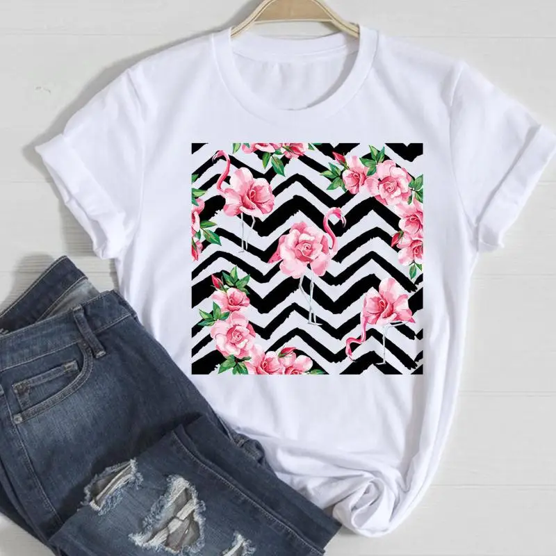 

Women Watercolor Flower Watercolor O-neck Fashion Cartoon Summer Graphic T Top Lady Print Tee Female Tshirts Clothes T-Shirt