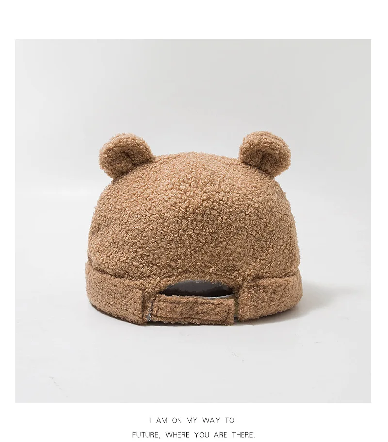 Женская шапка с милыми ушками медведя Мягкая Милая зимняя теплая вязаная капюшон