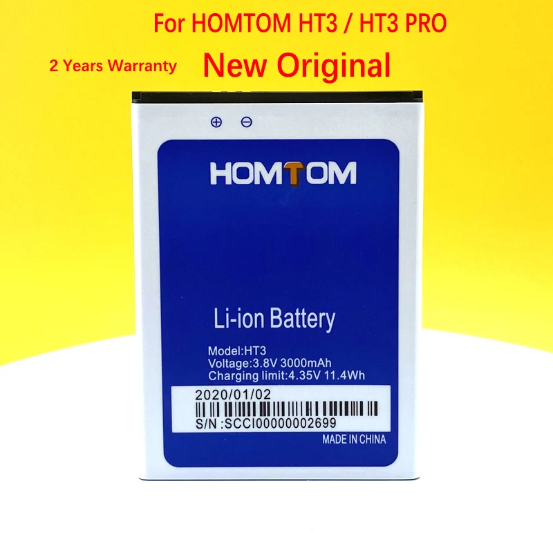 

Новый оригинальный аккумулятор 3000 мАч для смартфона Homtom HT3 / HT3 Pro с номером отслеживания