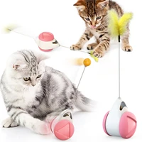 cat toys tumbler swing toys for cat kitten interactive balance car funny cat feather cat chasing toy with catnip funny pet