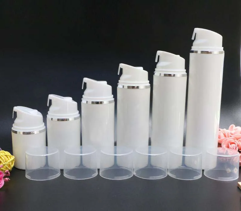 120 мл белая пластиковая безвоздушная бутылка с серебряной линией белой или